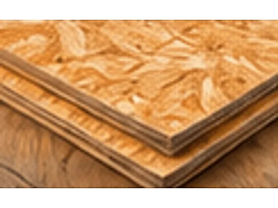 A stack of OSB and plywood sheets for walking on attic joists