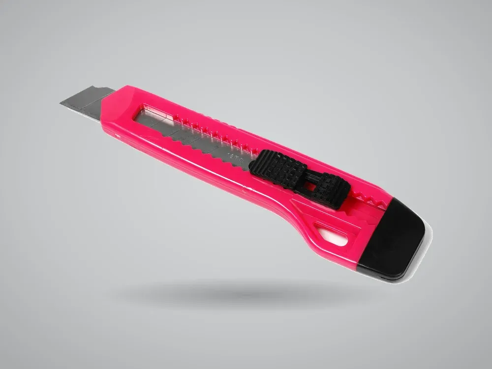 A snap-off blade utility knife with the blade extended